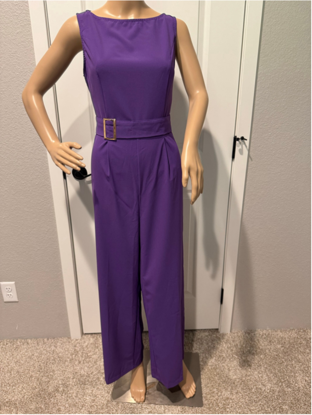 Women's Shein Sleeveless Purple Jumpsuit with Belt, Size S